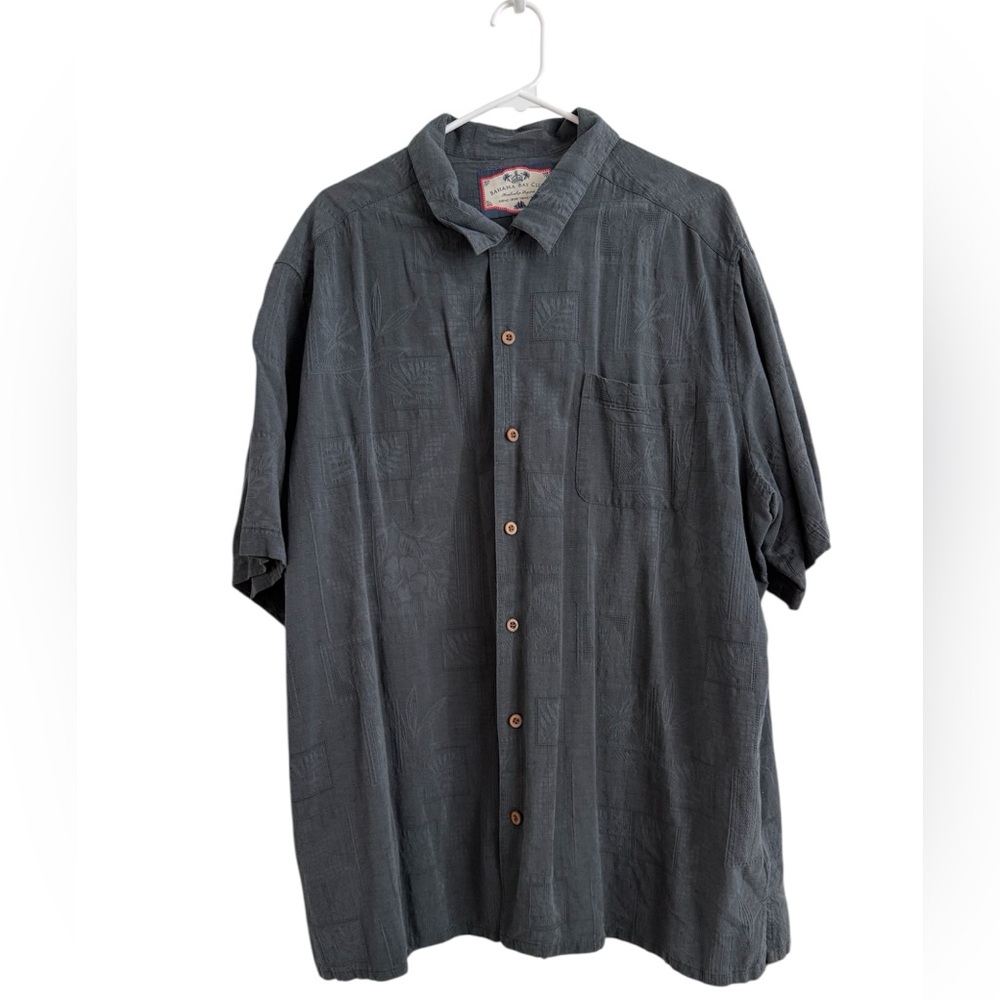 Men's Navy Tropical Print Navy Silk Blend Lightweight Outdoor/Fishing Top